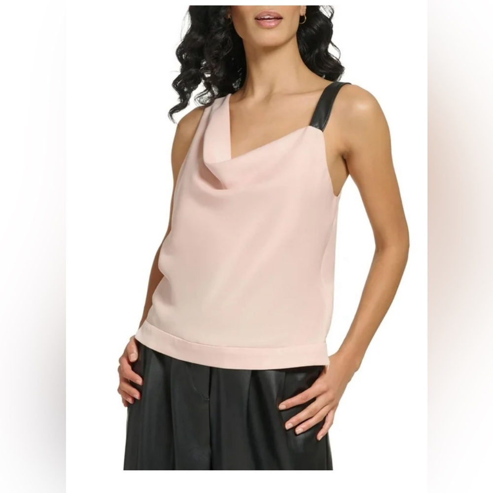 NWT Dkny faux leather strap top